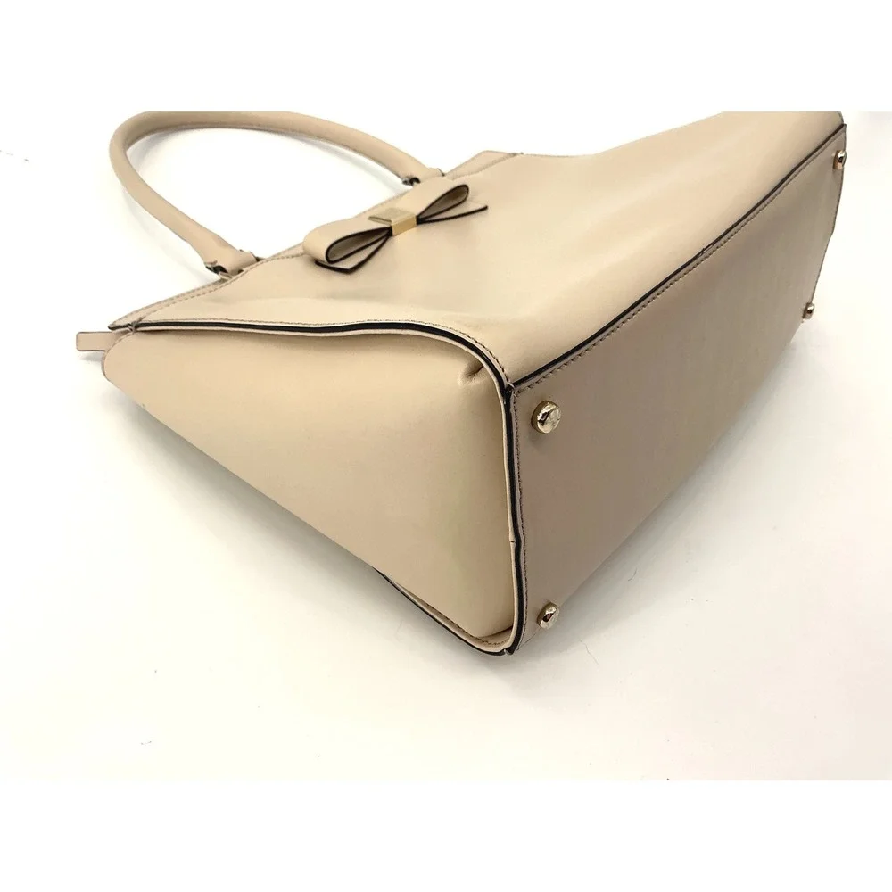 Kate‎ Spade Bow Tote Beige Saffiano Leather Bag Salmon Interior Large